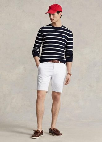 Pantalones cortos de sarga elástica de corte entallado Ralph Lauren para hombre en blanco Pantalones cortos de sarga elástica de corte entallado Ralph Lauren para hombre en blanco
