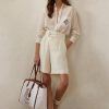 Pantalones cortos de seda morera blancos Ralph Lauren Francine para mujer