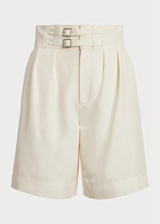 Pantalones cortos de shantung de seda Ralph Lauren Francine en beige para mujer