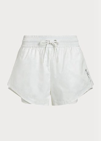 Pantalones cortos Ralph Lauren blancos con cordón ajustable en tejido Ripstop para mujer