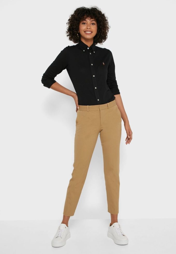 Pantalones de cintura alta Ralph Lauren para mujer en color marrón Pantalones de cintura alta Ralph Lauren para mujer en color marrón