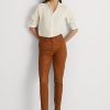 Pantalones de cuero Ralph Lauren de tiro alto y ajustados hasta el tobillo para mujer en color marrón Pantalones de cuero Ralph Lauren de tiro alto y ajustados hasta el tobillo para mujer en color marrón
