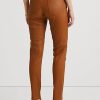 Pantalones de cuero Ralph Lauren de tiro alto y ajustados hasta el tobillo para mujer en color marrón Pantalones de cuero Ralph Lauren de tiro alto y ajustados hasta el tobillo para mujer en color marrón