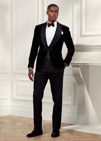 Pantalones de esmoquin negros hechos a mano Ralph Lauren Gregory Barathea para hombre Pantalones de esmoquin negros hechos a mano Ralph Lauren Gregory Barathea para hombre