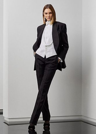 Pantalones de esmoquin negros Ralph Lauren Alaina Jacquard para mujer