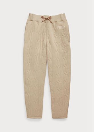 Pantalones de jersey con acolchado de cable y logotipo de Ralph Lauren en beige para mujer