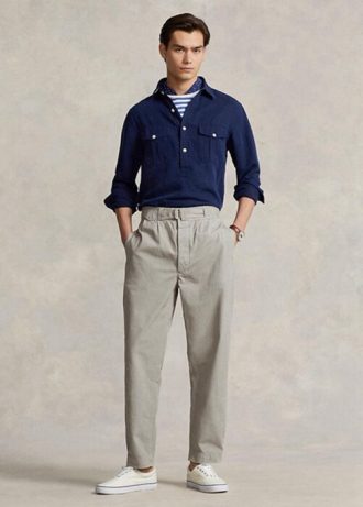 Pantalones de lona holgados y plisados Ralph Lauren para hombre en gris Pantalones de lona holgados y plisados Ralph Lauren para hombre en gris