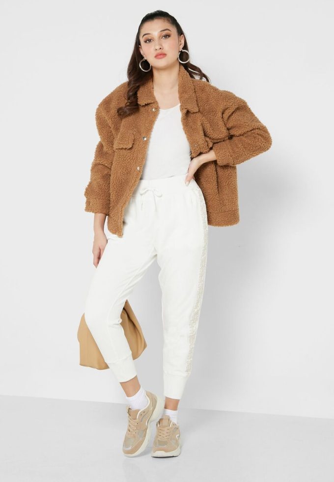 Pantalones de punto de cintura alta Ralph Lauren para mujer en color blanco