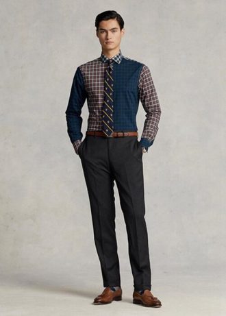 Pantalones de sarga de lana de corte entallado Ralph Lauren para hombre en gris Pantalones de sarga de lana de corte entallado Ralph Lauren para hombre en gris