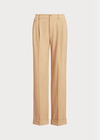 Pantalones de sarga de mezcla de lana plisados  Ralph Lauren para mujer en color caqui