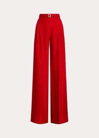 Pantalones de shantung de seda Ralph Lauren Graciela de mujer de color rojo