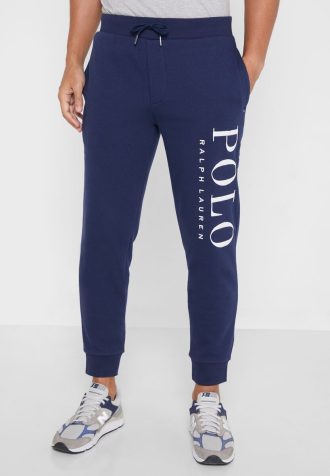 Pantalones deportivos con puños y logotipo de Ralph Lauren para hombre en azul marino
