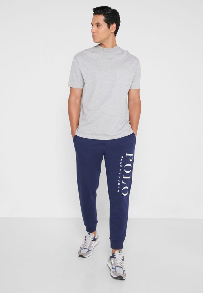 Pantalones deportivos con puños y logotipo de Ralph Lauren para hombre en azul marino Pantalones deportivos con puños y logotipo de Ralph Lauren para hombre en azul marino