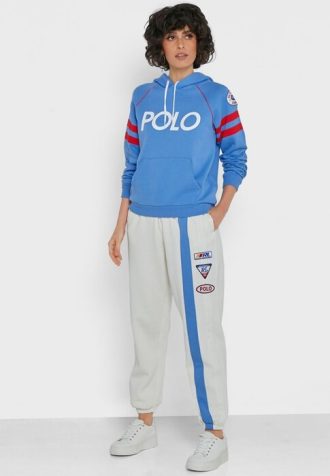 Pantalones deportivos con rayas laterales de Ralph Lauren para mujer en beige Pantalones deportivos con rayas laterales de Ralph Lauren para mujer en beige