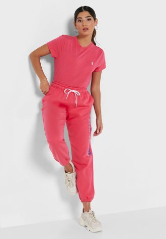 Pantalones deportivos de cintura alta hasta el tobillo de Ralph Lauren para mujer en color rosa Pantalones deportivos de cintura alta hasta el tobillo de Ralph Lauren para mujer en color rosa