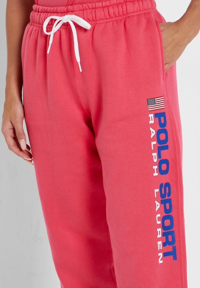 Pantalones deportivos de cintura alta hasta el tobillo de Ralph Lauren para mujer en color rosa Pantalones deportivos de cintura alta hasta el tobillo de Ralph Lauren para mujer en color rosa