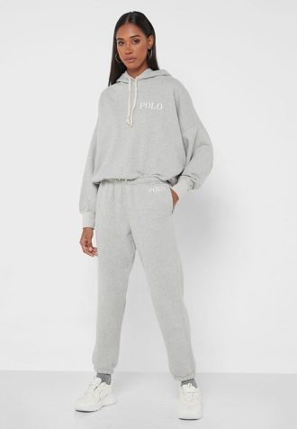 Pantalones deportivos de cintura alta Ralph Lauren grises para mujer Pantalones deportivos de cintura alta Ralph Lauren grises para mujer