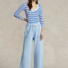 Pantalones deportivos de polar con dobladillo cortado de Ralph Lauren para mujer en azul Pantalones deportivos de polar con dobladillo cortado de Ralph Lauren para mujer en azul