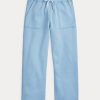Pantalones deportivos de polar con dobladillo cortado de Ralph Lauren para mujer en azul Pantalones deportivos de polar con dobladillo cortado de Ralph Lauren para mujer en azul