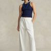 Pantalones deportivos de polar con dobladillo cortado de Ralph Lauren para mujer en blanco Pantalones deportivos de polar con dobladillo cortado de Ralph Lauren para mujer en blanco