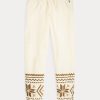 Pantalones deportivos de polar con motivo de copos de nieve de Ralph Lauren para mujer en color crema Pantalones deportivos de polar con motivo de copos de nieve de Ralph Lauren para mujer en color crema