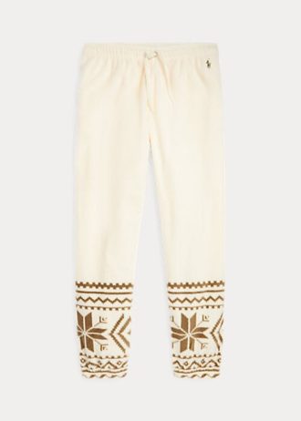 Pantalones deportivos de polar con motivo de copos de nieve de Ralph Lauren para mujer en color crema Pantalones deportivos de polar con motivo de copos de nieve de Ralph Lauren para mujer en color crema