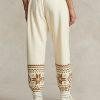 Pantalones deportivos de polar con motivo de copos de nieve de Ralph Lauren para mujer en color crema Pantalones deportivos de polar con motivo de copos de nieve de Ralph Lauren para mujer en color crema