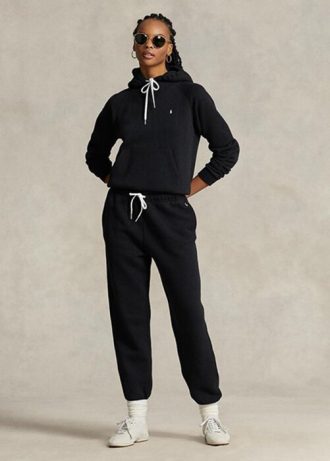 Pantalones deportivos de polar Ralph Lauren negros para mujer