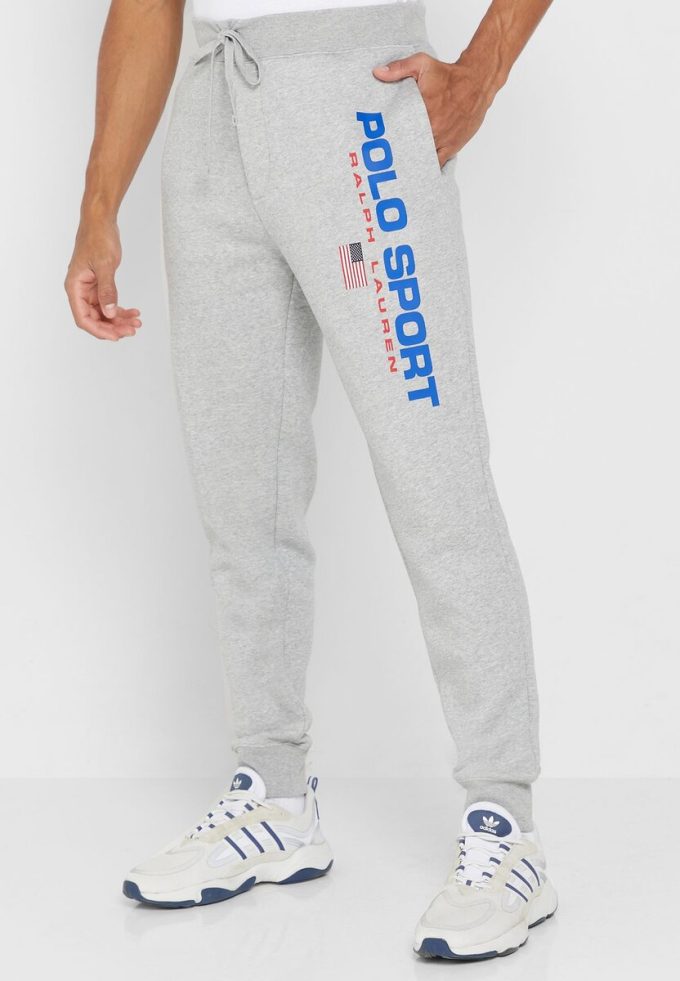 Pantalones deportivos grises con el logotipo de Ralph Lauren para hombre Pantalones deportivos grises con el logotipo de Ralph Lauren para hombre