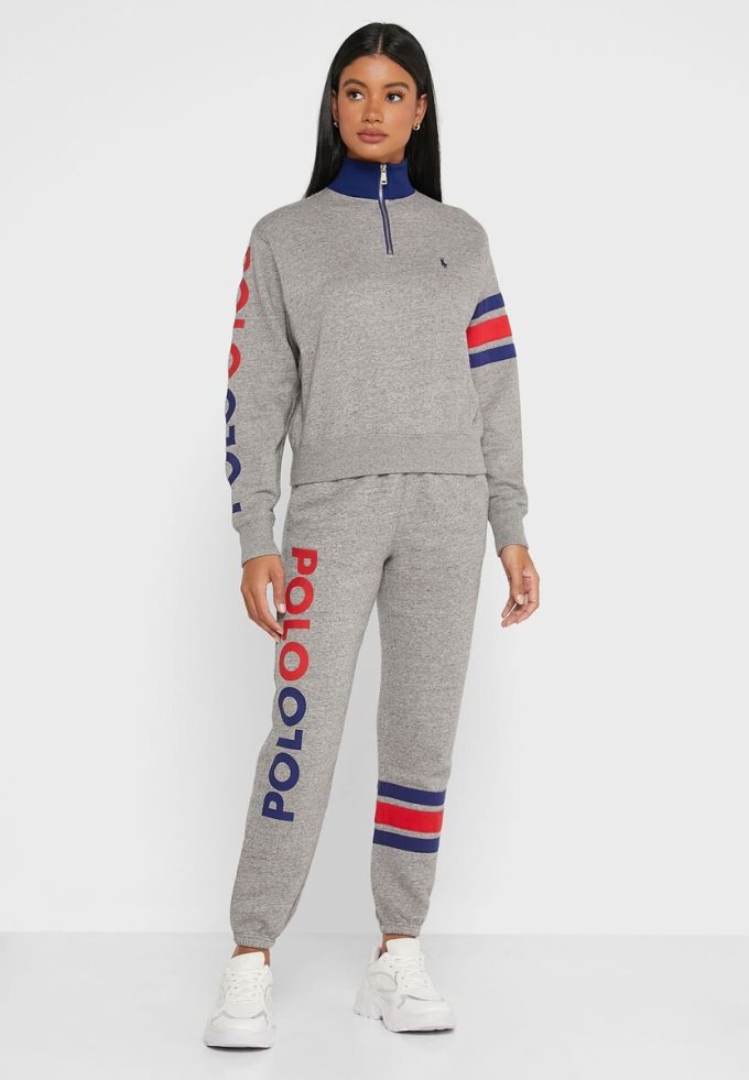 Pantalones deportivos grises con el logotipo de Ralph Lauren para mujer Pantalones deportivos grises con el logotipo de Ralph Lauren para mujer