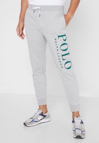 Pantalones deportivos grises con puños y logotipo de Ralph Lauren para hombre