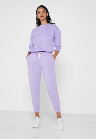 Pantalones deportivos morados de pierna ancha Ralph Lauren para mujer Pantalones deportivos morados de pierna ancha Ralph Lauren para mujer