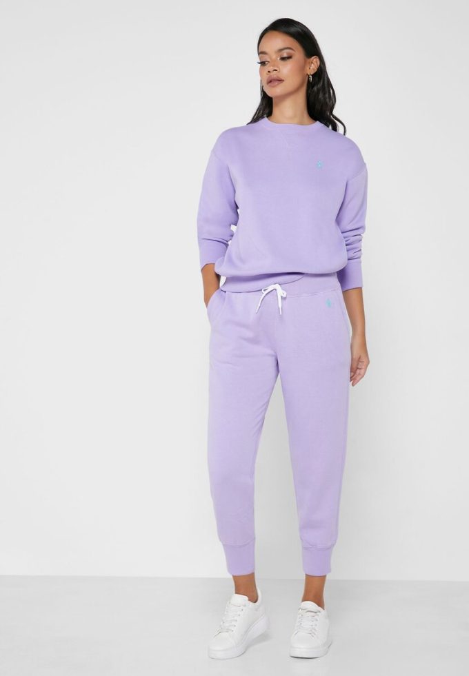 Pantalones deportivos morados de pierna ancha Ralph Lauren para mujer Pantalones deportivos morados de pierna ancha Ralph Lauren para mujer
