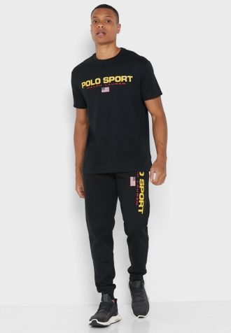 Pantalones deportivos negros con el logotipo de Ralph Lauren para hombre