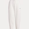Pantalones deportivos Ralph Lauren de algodón y felpa color zanahoria para mujer, color blanco Pantalones deportivos Ralph Lauren de algodón y felpa color zanahoria para mujer, color blanco