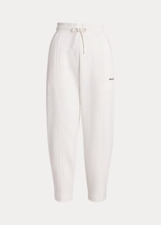 Pantalones deportivos Ralph Lauren de algodón y felpa color zanahoria para mujer, color blanco Pantalones deportivos Ralph Lauren de algodón y felpa color zanahoria para mujer, color blanco