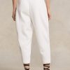 Pantalones deportivos Ralph Lauren de algodón y felpa color zanahoria para mujer, color blanco Pantalones deportivos Ralph Lauren de algodón y felpa color zanahoria para mujer, color blanco