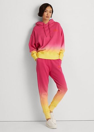 Pantalones deportivos Ralph Lauren de felpa francesa teñida en rosa, naranja y amarillo para mujer Pantalones deportivos Ralph Lauren de felpa francesa teñida en rosa, naranja y amarillo para mujer