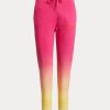 Pantalones deportivos Ralph Lauren de felpa francesa teñida en rosa, naranja y amarillo para mujer Pantalones deportivos Ralph Lauren de felpa francesa teñida en rosa, naranja y amarillo para mujer