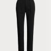 Pantalones largos de gabardina de lana Ralph Lauren Clancy para mujer, color negro