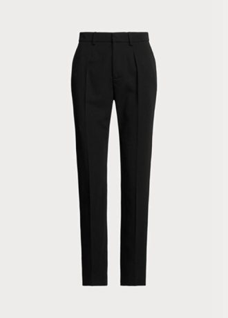 Pantalones largos de gabardina de lana Ralph Lauren Clancy para mujer, color negro