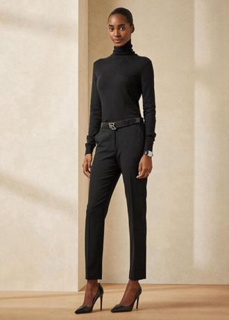 Pantalones negros de lana virgen Ralph Lauren Simone para mujer