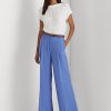 Pantalones plisados de georgette Ralph Lauren para mujer en azul Pantalones plisados de georgette Ralph Lauren para mujer en azul