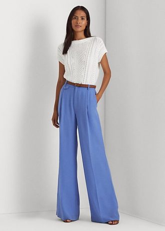 Pantalones plisados  de georgette Ralph Lauren para mujer en azul