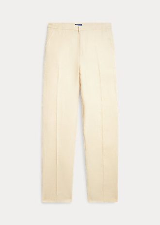 Pantalones de lino rectos y recortados Ralph Lauren para mujer en beige