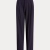 Pantalones rectos de mezcla de lana Ralph Lauren para mujer, color azul marino