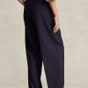 Pantalones rectos de mezcla de lana Ralph Lauren para mujer, color azul marino