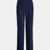 Pantalones rectos de sarga de raya diplomática Ralph Lauren para mujer en azul marino y blanco Pantalones rectos de sarga de raya diplomática Ralph Lauren para mujer en azul marino y blanco