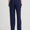 Pantalones rectos de sarga de raya diplomática Ralph Lauren para mujer en azul marino y blanco Pantalones rectos de sarga de raya diplomática Ralph Lauren para mujer en azul marino y blanco