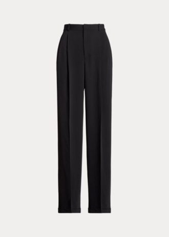 Pantalones rectos de satén Ralph Lauren negros para mujer Pantalones rectos de satén Ralph Lauren negros para mujer